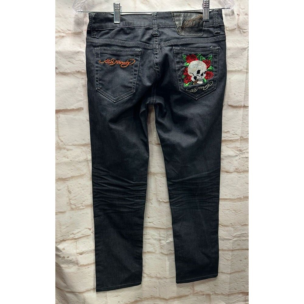 64. Ed Hardy Blue Straight Leg Denim with Unique Back Patch